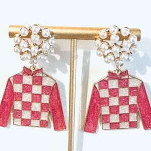 Kentucky Derby Enamel Jockey Silks Earrings Horse Racing